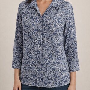 Koret Blue Floral Button Down Shirt